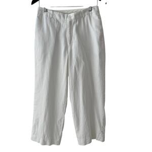 Vintage GAP Pants Womens 6 White 100% Linen Cropped Wide Leg Natural Breathable